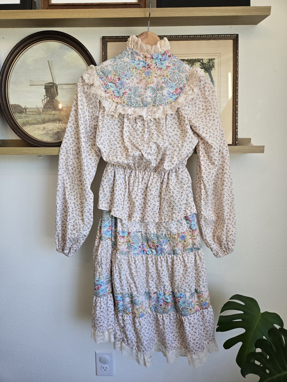 Vintage | 70's Floral Patchwork Lace Set | Handmade | Size XS